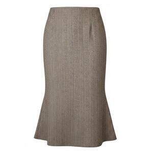 J.Crew Women's 100% Wool Brown & Tan Houndstooth Fit & Flare Midi Skirt - Size 6